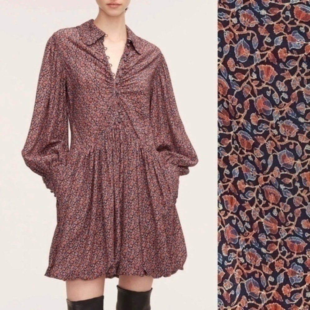 NWOT Rebecca Taylor 100% Silk Wren Fleur Bubble Hem Dress 2, XS $395